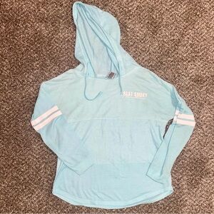 Light Blue Great Smoky Mountains Hooded Shirt Size Small